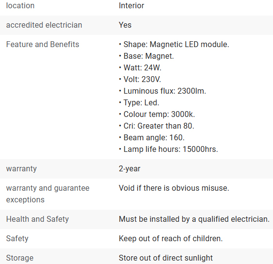 Screenshot showing that a qualified electrician must install an LED wired module.